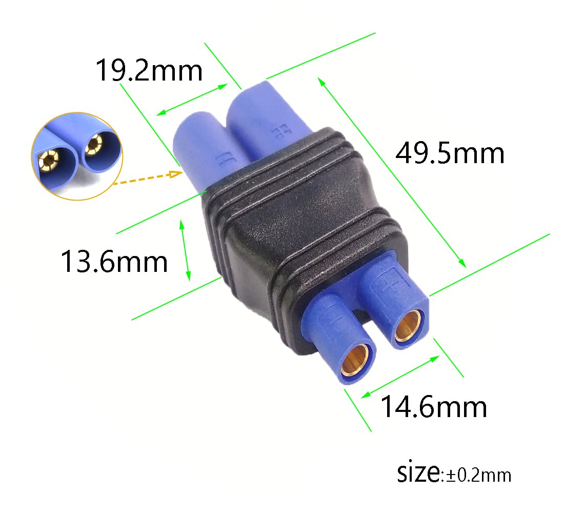 Woodguilin Ec5 Male Plug To Ec3 Female Connector Plug Adapter For Rc Lipo Battery Ec5 Plug To Ec3 Connection(2 Pack Ec5-Ec3)