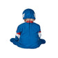 Marvel Captain America Official Infant Halloween Costume - enhanced Quality Minky Fabric Jumpsuit and Non-Slip Booties (0-6 Months) Blue