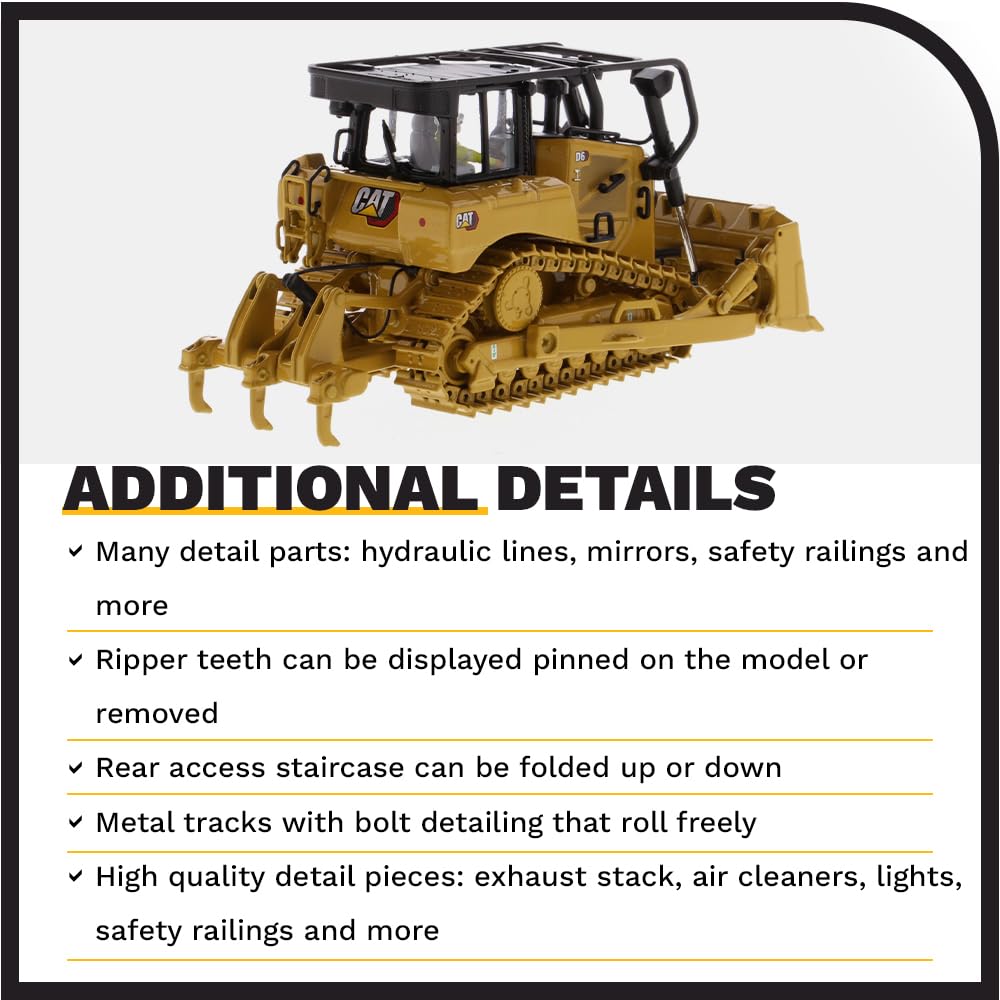 Diecast Masters CAT Caterpillar D6 Track Type Tractor Dozer with SU cutting edge and Operator High Line Series 1/50 Diecast Model 85553