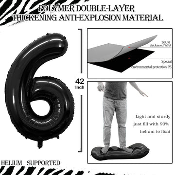 Goer Number 16 Balloons For 16Th Birthday Sweet 16 Party Decorations,42 Inch Jumbo Foil Helium 61 Balloons For 61St Birthday Party Decoration (Black)