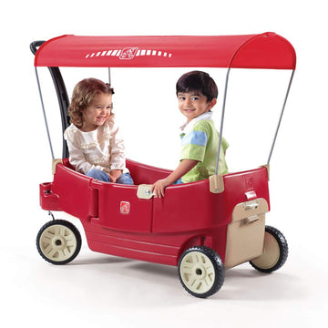 Step2 All Around Canopy Wagon, Kids Ride On Toy, Stroller Substitute, Includes Seat Belts, Made Of Durable Plastic, Max Weight 75 Lbs., For Toddlers 1.5-5 Years Old