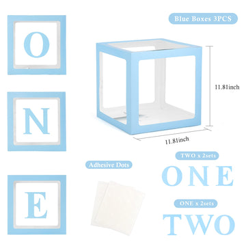 Voircoloria 1St Birthday Decorations For Boys, 3Pcs One Boxes For 1St Birthday For Boy Or Girl With One And Two Letters For Phot