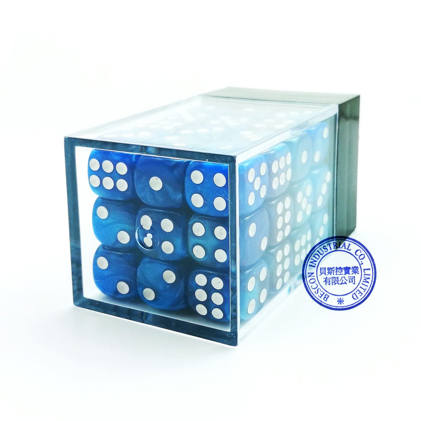 Bescon 12Mm 6 Sided Dice 36 In Brick Box, 12Mm Six Sided Die (36) Block Of Dice, Marble Blue