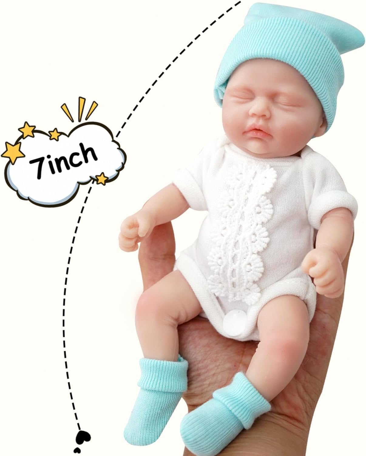 Mire & Mire 7 Inch Full Body Silicone Baby Dolls That Look Real,Not Vinyl Dolls,Real Platinum Doll Bald,Soft Lifelike Newborn -