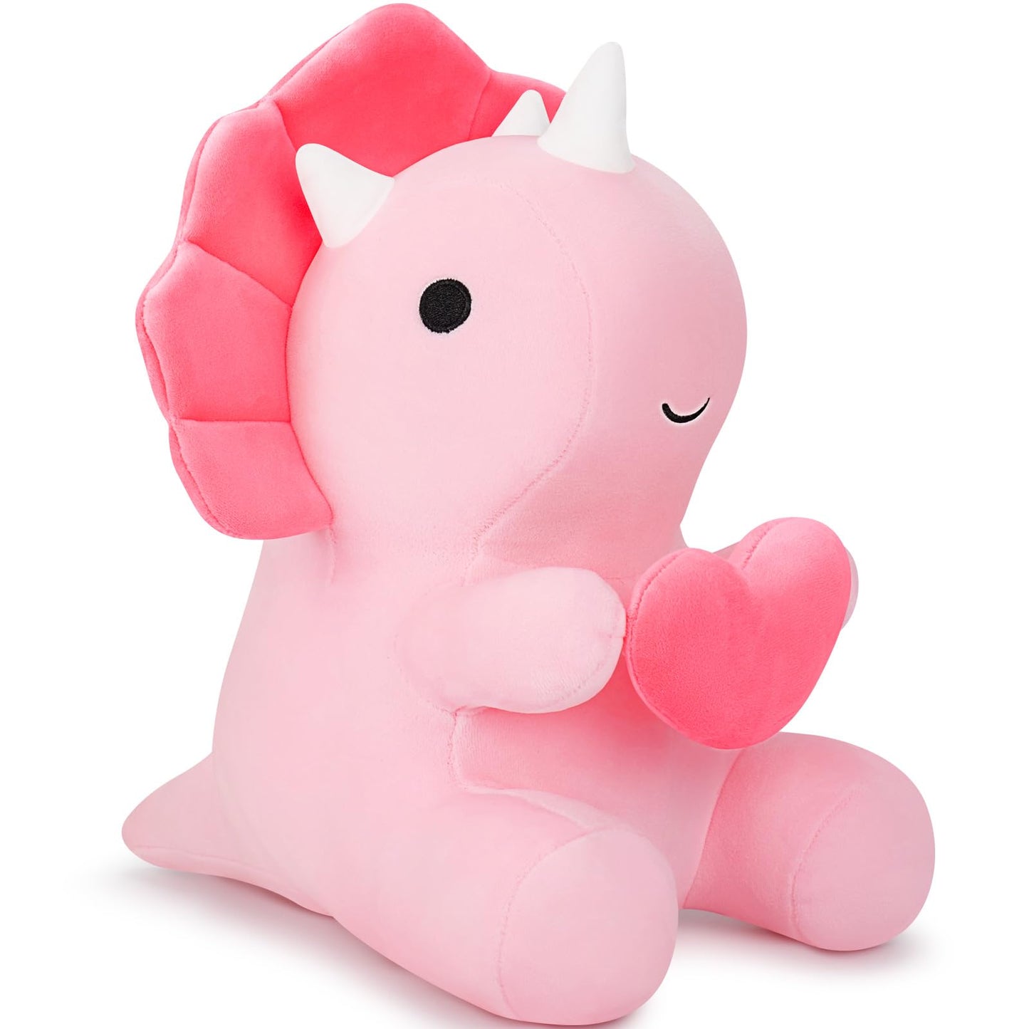 Pink Loving Dinosaur Stuffed Animal, 11.8'' Kawaii Soft Dino Plush Hug Heart , Dinosaur Plushie Birthday Gift For Her Girls Boys