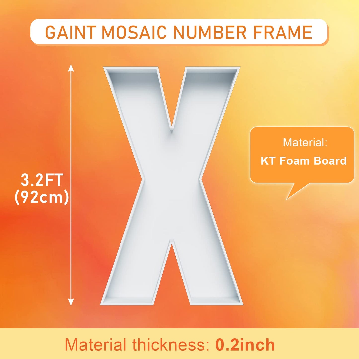 3Ft Large Marquee Letters Mosaic Balloon Frame Pre-Cut Foam Board Marquee Light Up Letters X For Birthday Party Decorations,Wedd