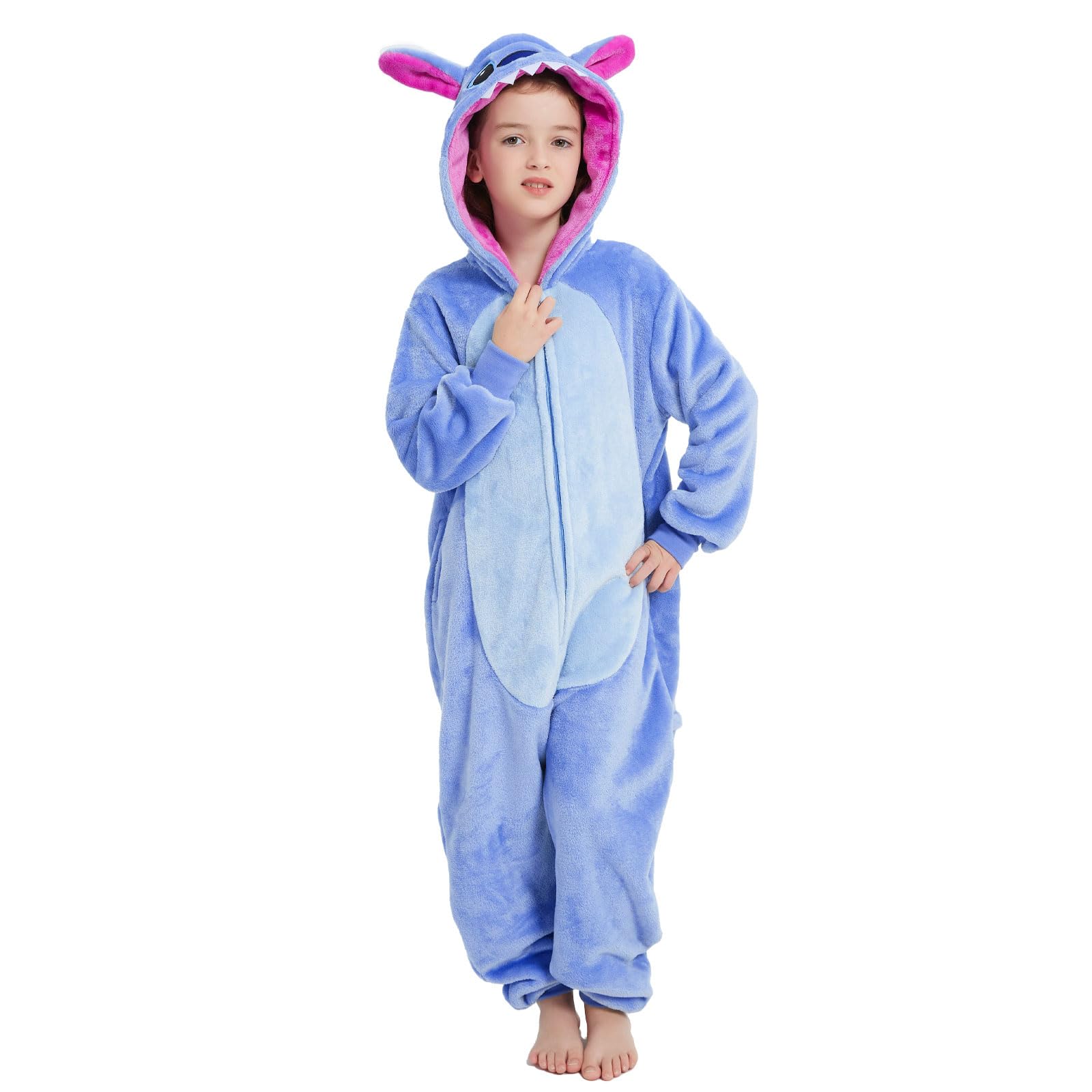 Halloween Christmas Unisex Kids Flannel Cosplay Onesie Costume Outfit Suit for Girls and Boys (Stitch  12 Years)