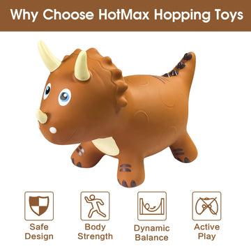 Hotmax Dinosaur Bouncy Hopper Toys, Bouncy Horse For Toddlers, Inflatable Ride On Bouncy Animals, Bouncing Triceratops For Kids, Birthday Gift For 18 Months 2 3 4 Year Old Boy Or Girl(Brown)