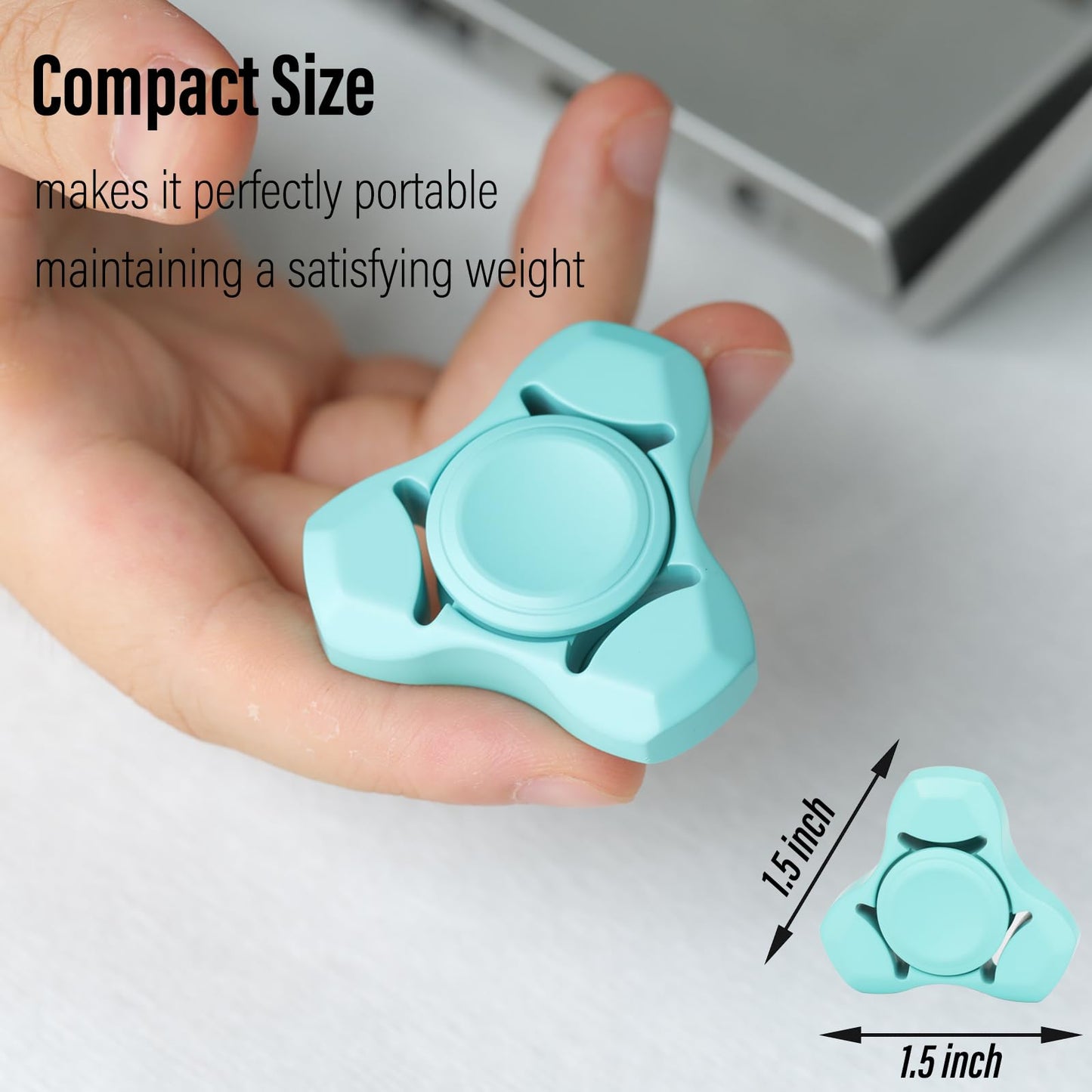 FREELOVE Metal Fidget Spinner for mature-themeds  Stainless Steel Heavy Spinning Toys  Small Mini Fox Hand Gyro  Bearing enhanced Long High Spin Fidget Block  Ceramic Plated Blue