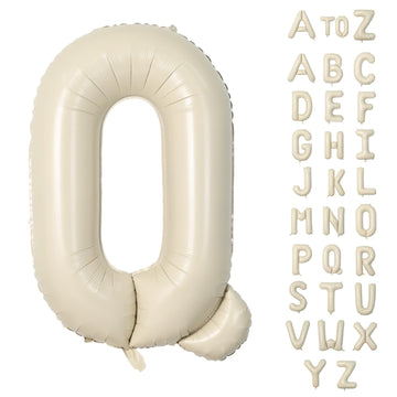 Biapian 40 Inch Letter Q Balloons, Giant Cream Q Foil Balloon, Big Single Alphabet A-Z Balloons, Beige Large Aluminum Q Balloons
