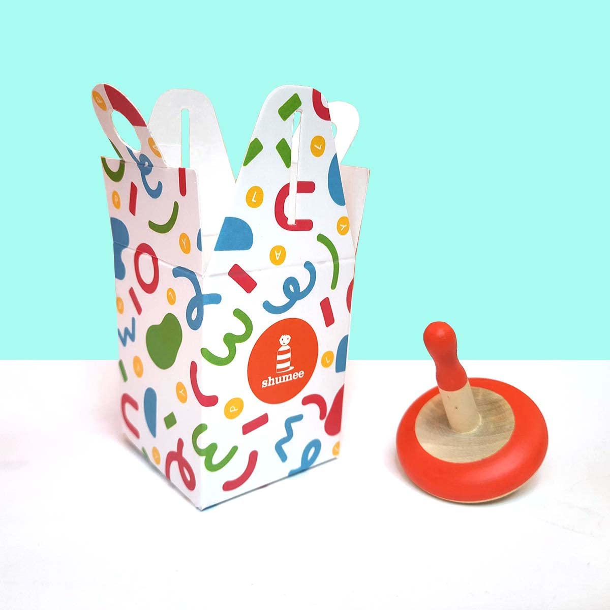 Shumee Organic Handmade Spinning Top 1 Pc/Set(Red)|6 Cm| 100% Child Safe| Gyroscopes Toy| Fidget Spinner| Educational Toys|Montessori,Kindergarten Toys| Gift Toys For Kids/Toddlers