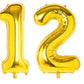 Shopping Time Golden Number Foil Balloons  (32 Inch) (12 Number)