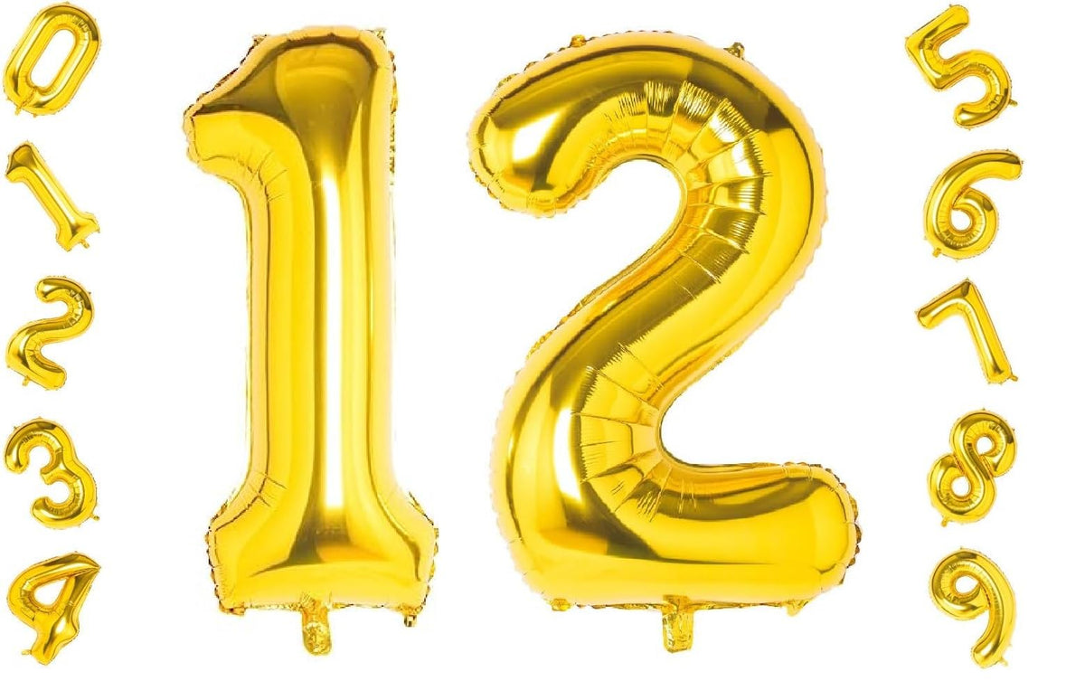 Shopping Time Golden Number Foil Balloons  (32 Inch) (12 Number)