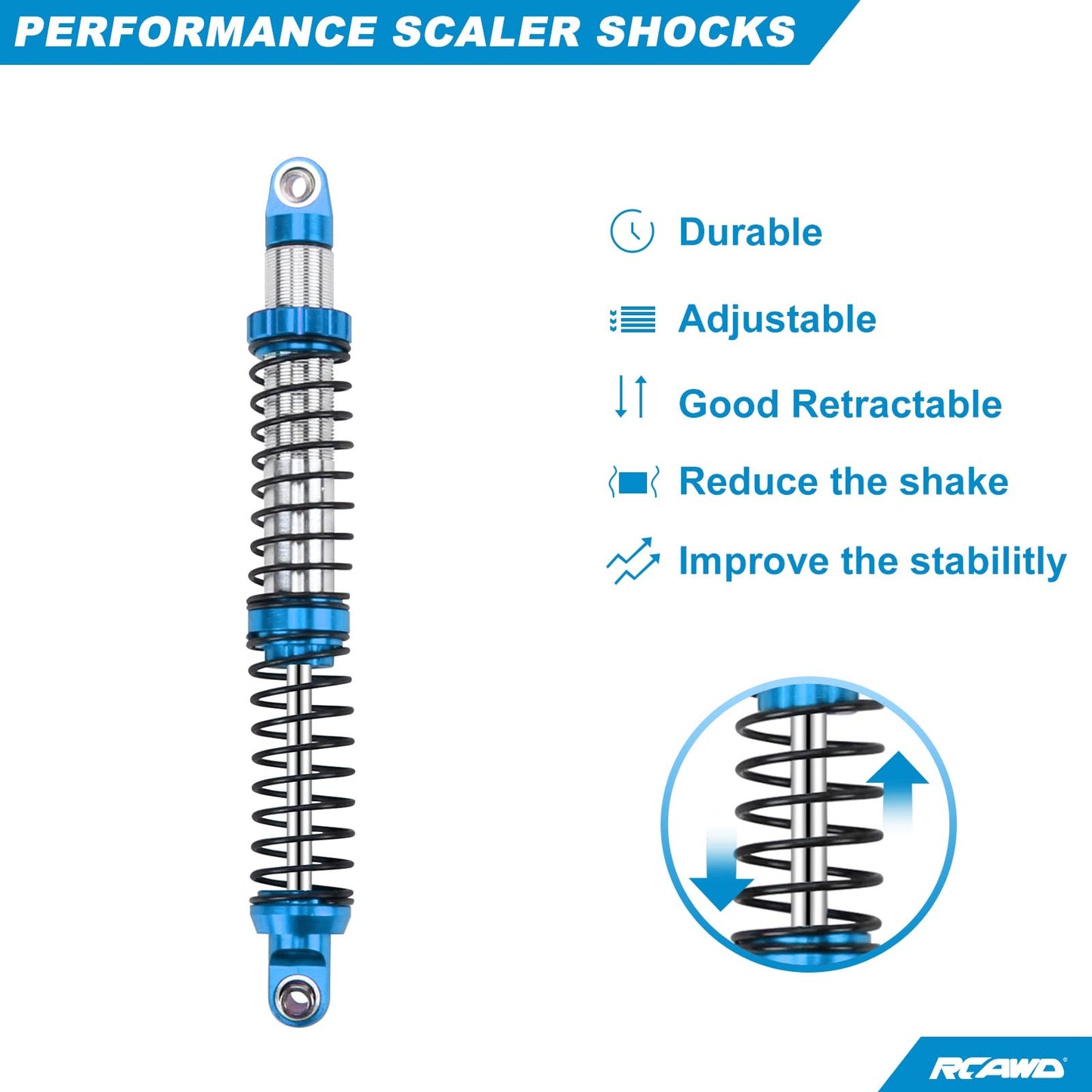 Rcawd 110Mm Shock Absorber Damper Universal For A Lot Of 1/10 Rc Hobby Cars, Full Aluminum Rc Shock Upgrades, 7075 Adjustable Sh