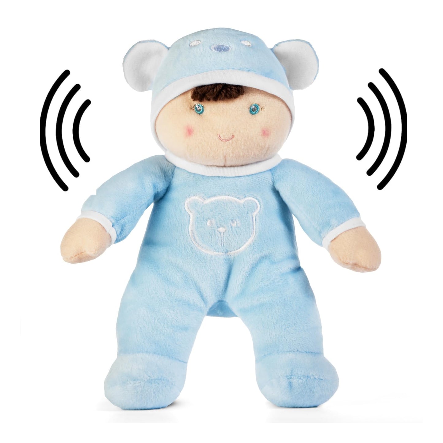 Genius Baby Toys My First Boy Doll - Soft Blue Cotton Doll with Rattle, No Hard Parts, Model GB-54, Perfect Gift for Babies
