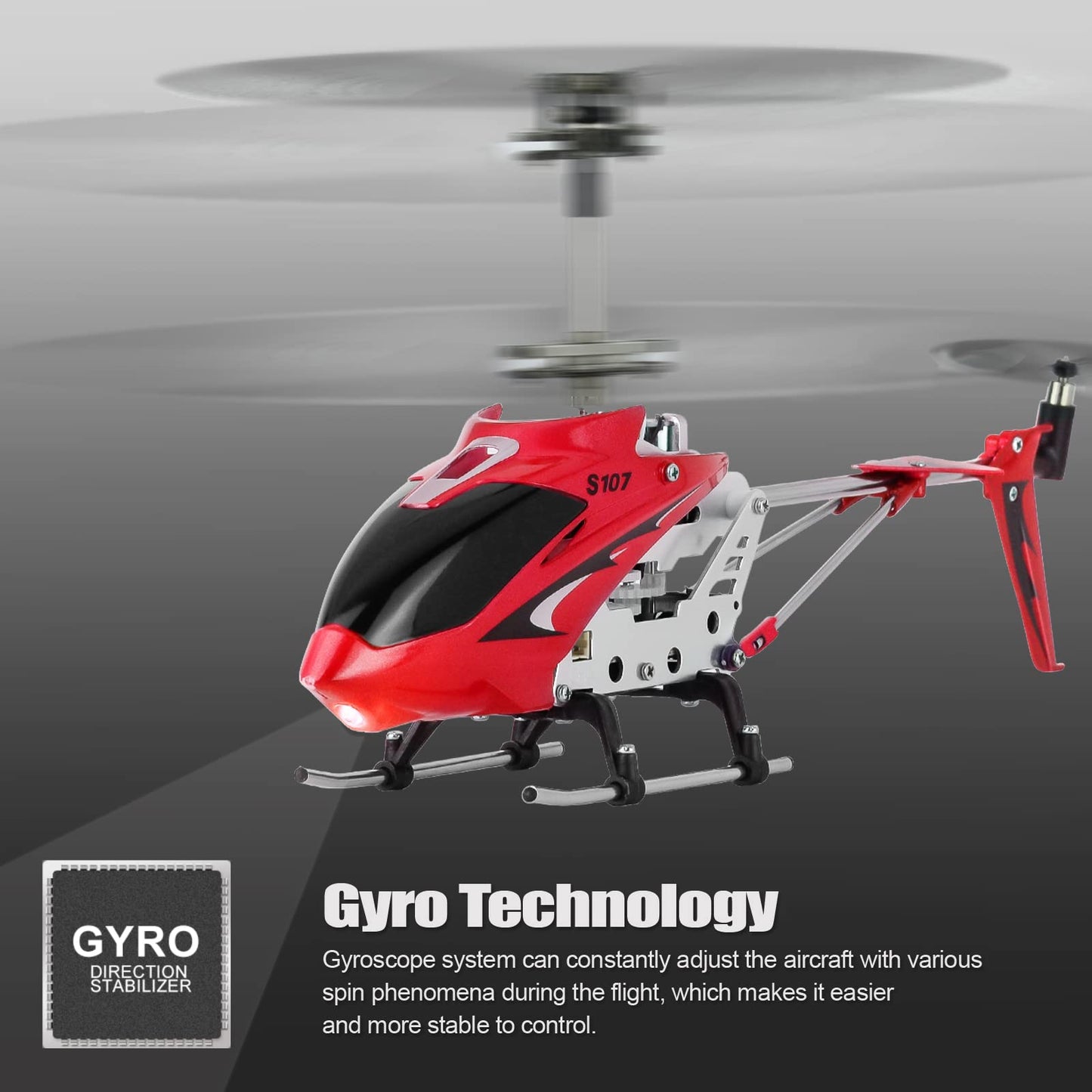 Cheerwing S107/S107G Phantom 3Ch 3.5 Channel Mini Rc Helicopter With Gyro Crimson