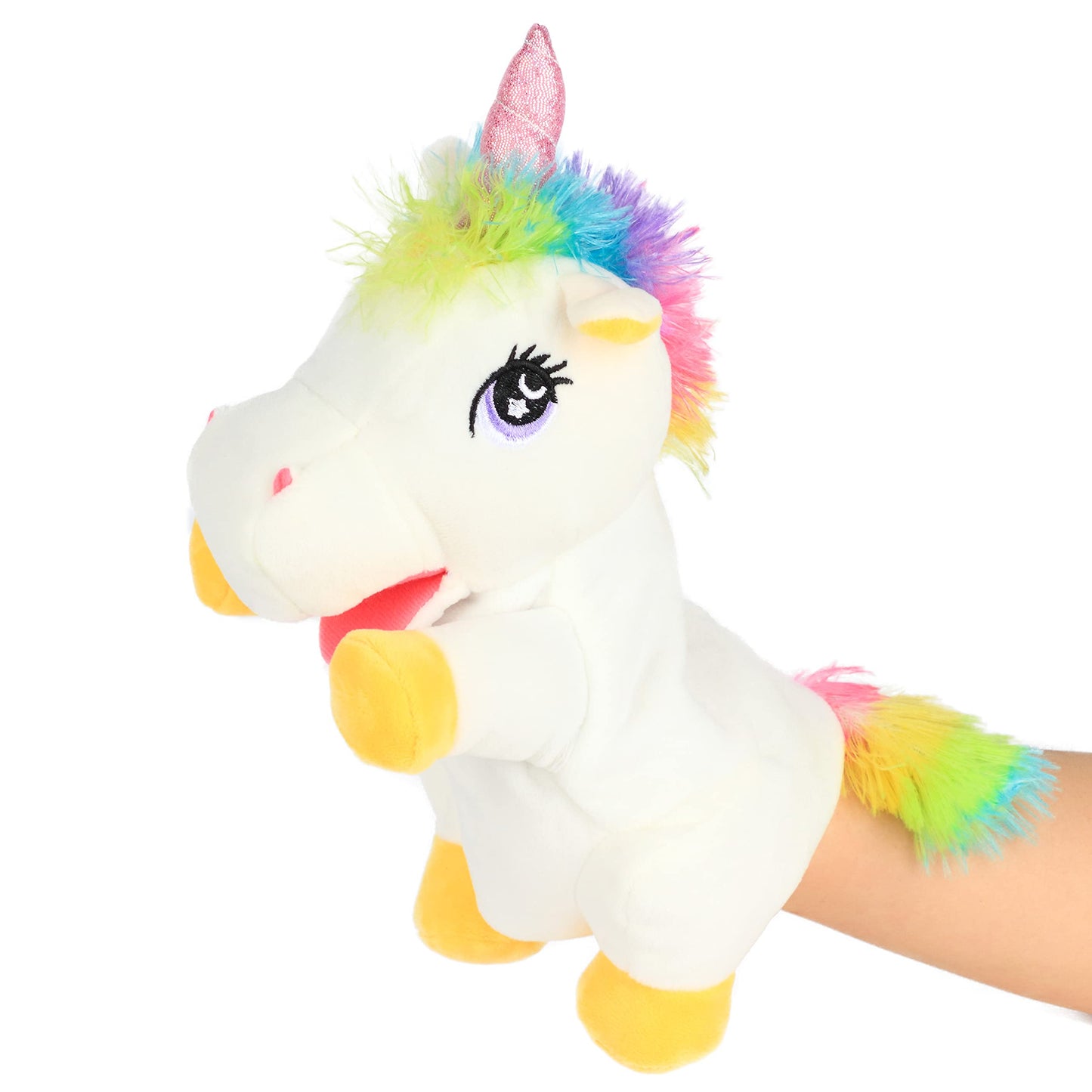 Cuteoy Plush Unicorn Hand Puppet Stuffed Animal Toy Open Movable Mouth Creative Role Play Storytelling Plushies Gifts For Kids Toddlers Birthday Christmas