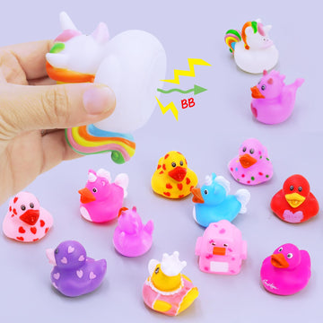 Rubber Ducks Toy Duckies For Girls,12Pack Ducking Pink Rubber Duck In Bulk, Ducks For Unicorn Ducks Baby Bath Toys, Birthday Par