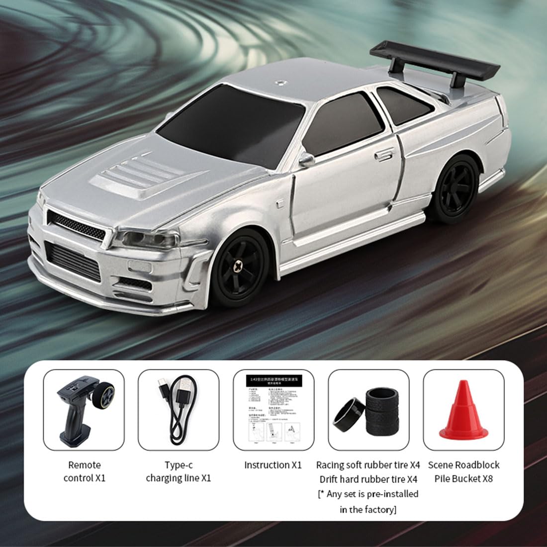 Herr Rc Electric Mini Racing Drift Car Model 1:43 Scale 2.4G Full Scale Linkage Light Set Max Speed 15Km/H Indoor Mini Rc Toys H