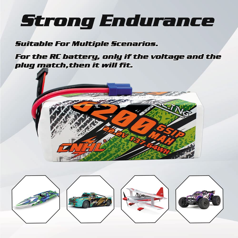 Cnhl 22.2V 6200Mah 6S Lipo Battery 90C With Ec5 Plug For Rc Airplane Rc Quadcopter Helicopter Battery Rc Car Truck Boat Airplane