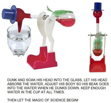 Drinking Bird- The Original Perpetual Motion Desk Top Toy For Science Enthusiasts Vintage Novelty Collectors (Red)