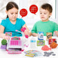 Sotodik Cash Register Pretend Play Supermarket Shop Toys with Calculator ,Working Scanner,Credit Card ,Play Food ,Money and More