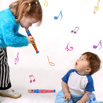 2 Pcs Small Wooden Recorders For Toddlers, Colorful Piccolo Flute For Kids,Learning Rhythm Musical Instrument,Sealive Baby Early Education Music Sound Toys For Autism Or Preschool Child (Random Color)