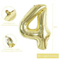 Toniful 40 Inch Light Gold Large Numbers Balloon 0-9 Birthday Party Decorations,Foil Mylar Big Number 4 Balloon Digital 4 For Bi