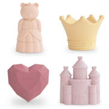 Mushie Princess Bath Toys Play Set For Toddlers | 100% Food Grade Silicone | Mold Free, Pack Of 4
