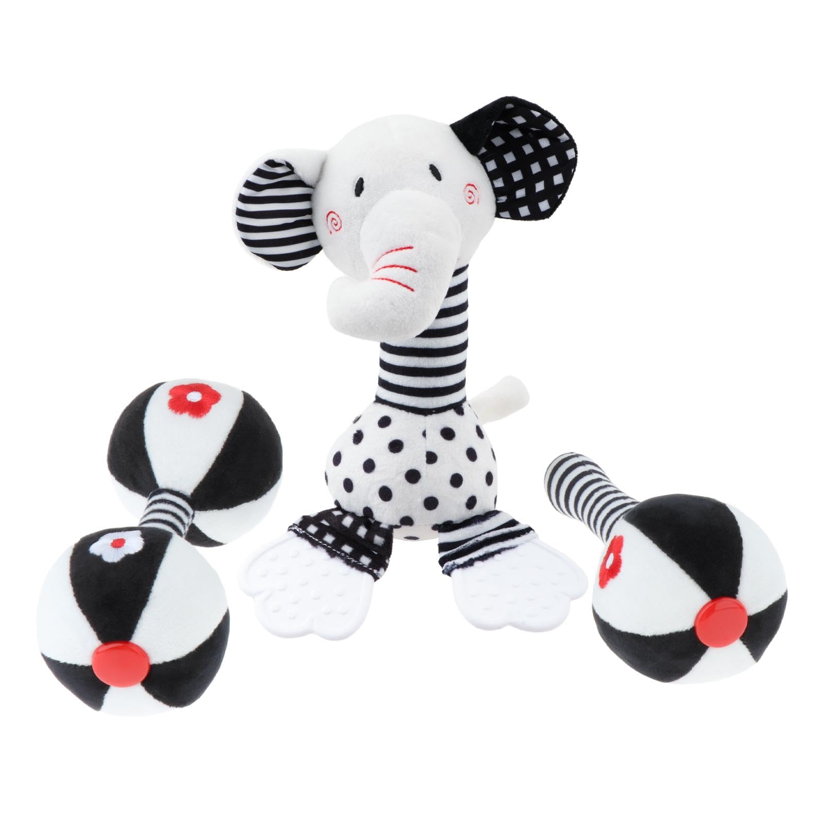 Loom Tree 3Pcs Baby Rattles Early Developmental Visual Development Dumbbell Rattle Toy | Toys For Baby | Developmental Baby Toys