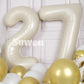 Suwen 40 Inch Large Cream White 27 Balloon Numbers Big Foil Helium Number Balloons 0-9 Jumbo Happy 27Th Mylar Birthday Party Dec