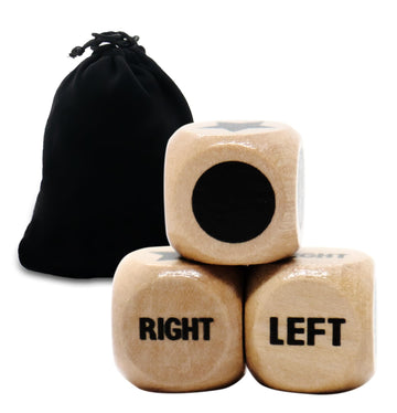 Buffsiss Left Right Center Game Dice 16mm Wooden Dice with Drawstring Bag,Standard Size 6 Sided for Left Right Center Game Dice
