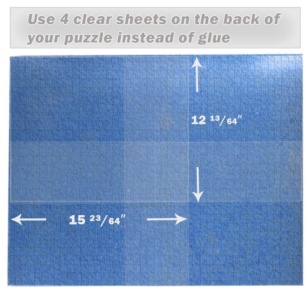 PUZZLE EZ Extra Large Clear Puzzle Glue Sheets - 4 Peel and Stick Sheets for 1000 Piece Puzzles, Model DU-HASI-Q3FJ
