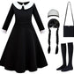 Luzlen Black Costume Girls With Wig Socks Kids Toddler Family Dress Halloween Cosplay Outfits, Black, 7-8Y(Tag 150)