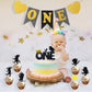 JOYMEMO Wild One Birthday Party Decorations Set, Black Gold Wild One Balloons, I ll Eat You Up I Love You So Banner, Cake Toppe