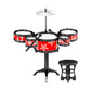 Zoomella Simulation Kids Drum Toys Playset Jazz Drum Kits For Kids Boys Red With Chair