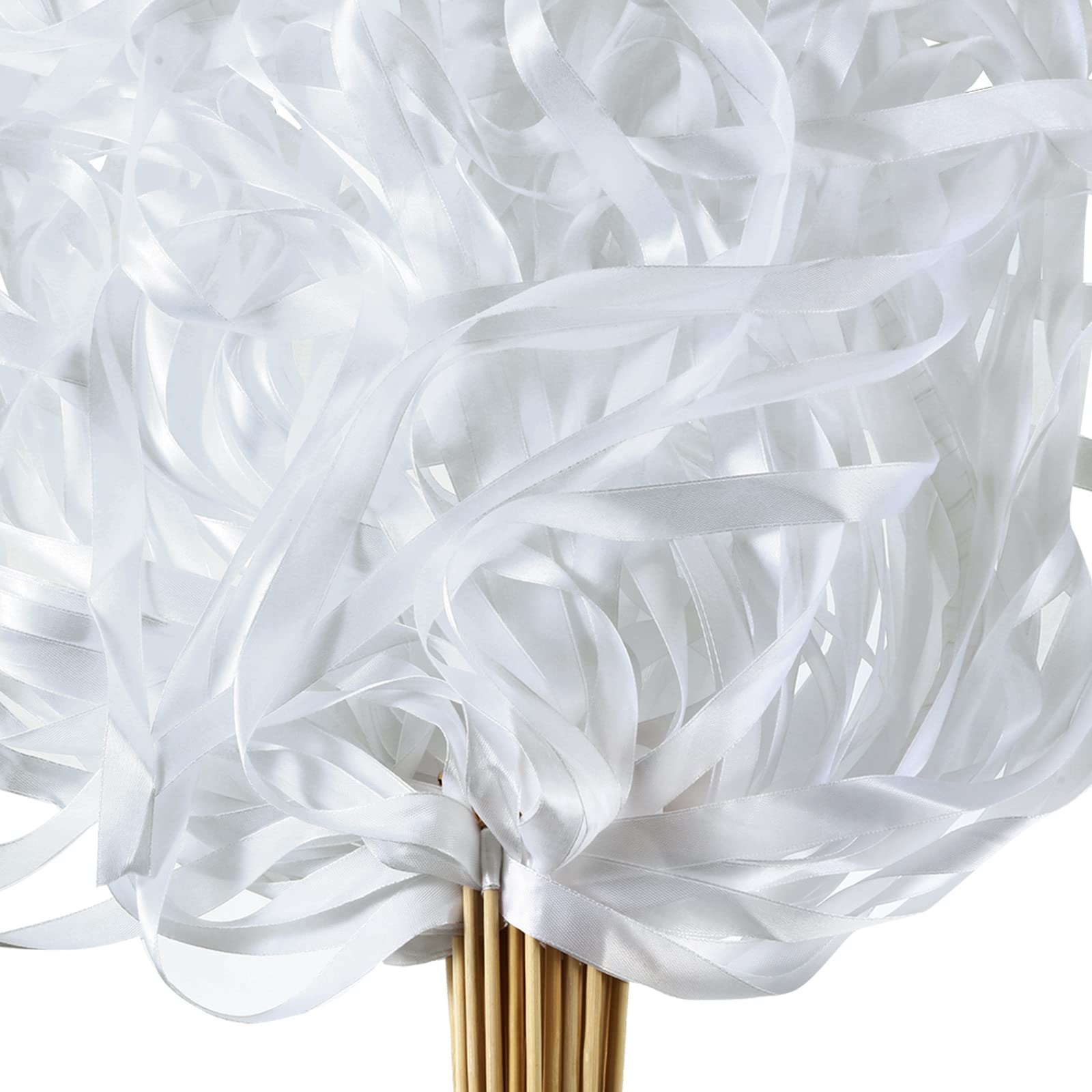 40 Pieces Mix Color Ribbon Sticks with Bell Fairy Stick Party Streamers for Wedding Party(White)