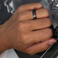 Amorartsky Spinner Ring For Anxiety Relief Fidget:Anxiety Ring For Women Men,Titanium Stainless Steel Spinner Ring,5 Colors,6Mm,Fidget Ring,Moon Star,Hollow Outer-Black