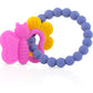 Nuby Chewy Charms Silicone Teether With Butterfly/Flower Or Coral Unicorn, 1 Count (Pack Of 1)