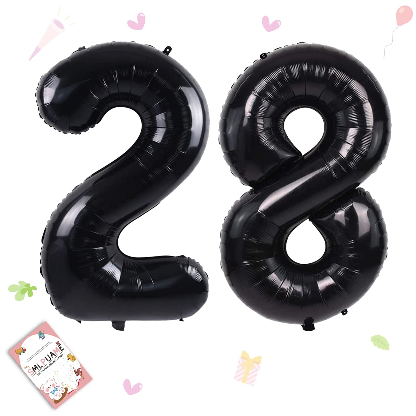 Smlpuame 40 Inch Number Balloon 0-9 Black Large Number 28 Balloons,Digital Balloons For Birthday Party Celebration Decorations S