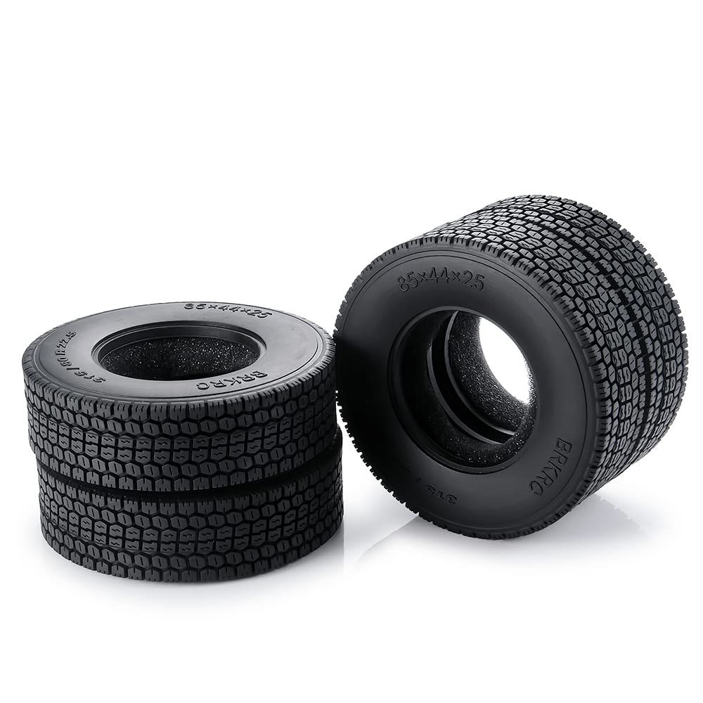 RC-Hub 4pcs Wheels Tires 22mm/25mm Rubber Tires with Foam for 1/14 Tamiya Tractor Truck Trailer RC Crawler Car (25mm)