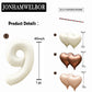 Jonhamwelbor 40 Inch Number 9 Balloon Cream White Large Size Foil Helium Number Balloon With Big Heart Balloons For Girl And Boy