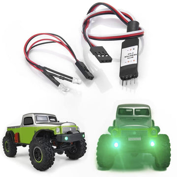 RCHUBAM RC LED Headlights with Light Switch Control Module CH2 for 1/24 Axial SCX24 AXI00004 RC Crawler Car Green