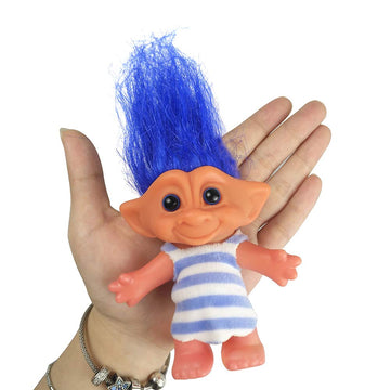 Yintlilocn Lucky Troll Dolls,Vintage Troll Dolls Chromatic Adorable For Collections, School Project, Arts And Crafts, Party Favors - 7.5' Tall Blue(Include The Length Of Hair)