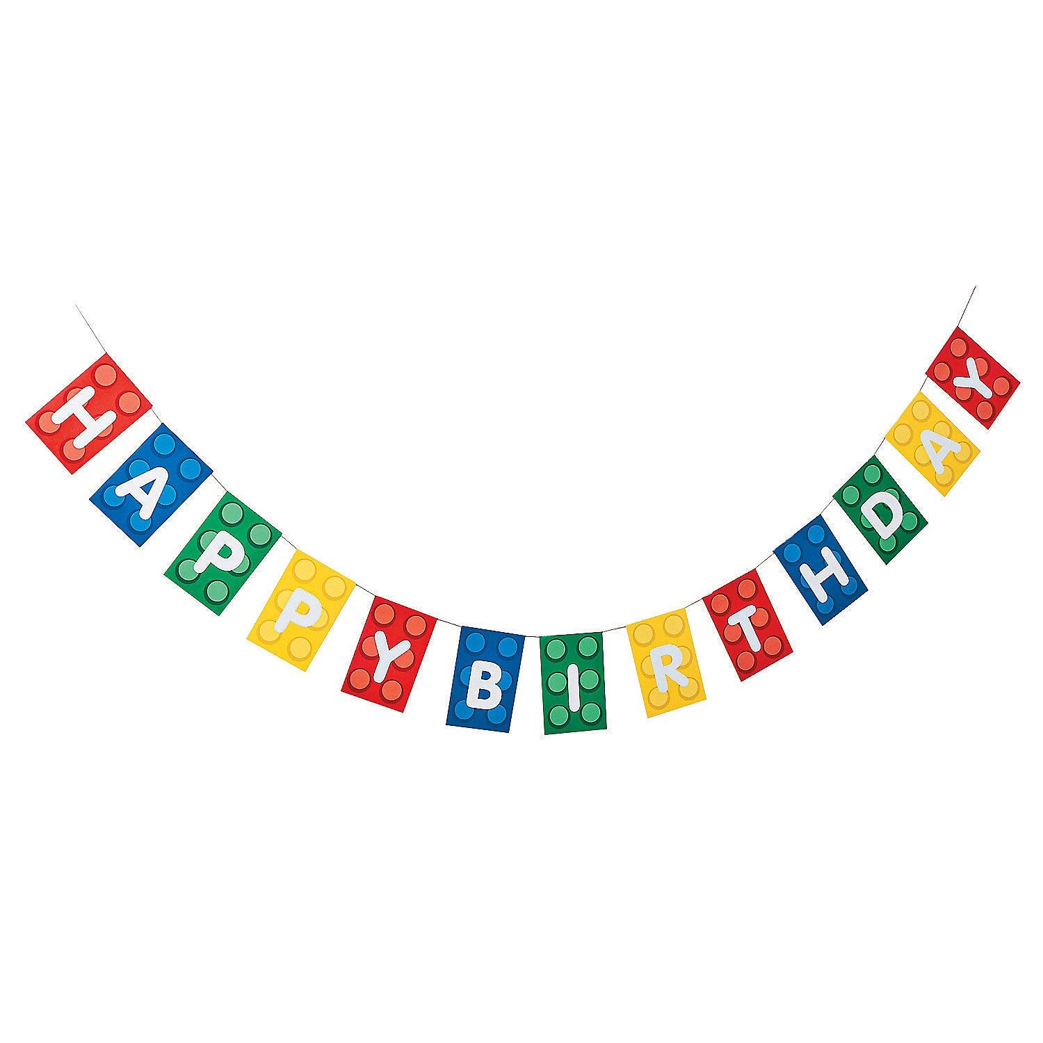 Fun Express - Block Party Garland for Birthday - Party Decor - Hanging Decor - Garland - Birthday - 1 Piece