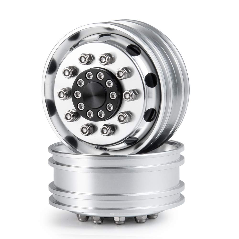 RC-Hub 2pcs Aluminum Alloy Front Wheels Rims for 1/14 Tamiya Trailer Truck RC Car (Width 25mm)