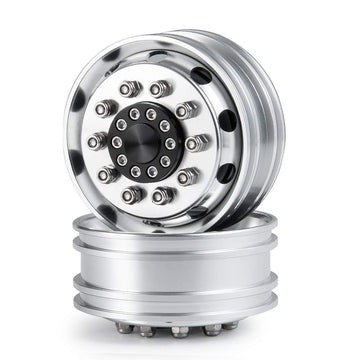 RC-Hub 2pcs Aluminum Alloy Front Wheels Rims for 1/14 Tamiya Trailer Truck RC Car (Width 25mm)