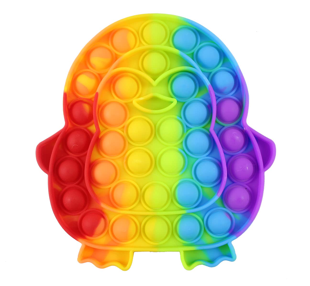 Rainbow Penguin Bubble Pop Fidget Toy - Ocean Sea Animal Silicone Push Poke Bubble Wrap Fidget Toy - Pop The Bubbles Down Then F
