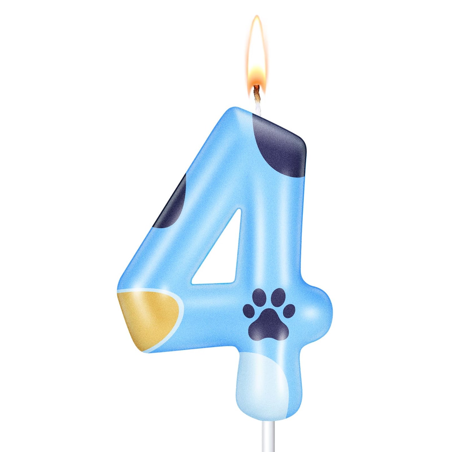 MTLEE Blue Dog Paw Candles Blue Birthday Cake Decorations Cake Cupcake Topper for Boy and Girl Birthday Decoration(4)