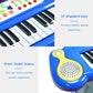 Honey Joy 37-Key Toy Piano Keyboard, Electronic Keyboard With Microphone, Stool, Teaching Functions, Record And Playback, Educational Instrument For Kids And Toddlers (Blue)